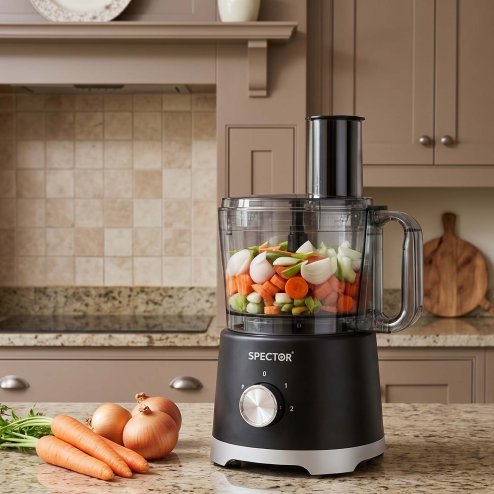 Spector Food Processor 1500W 2-Speed Pulse 2.5L Chopper 1.5L Glass Jug Black