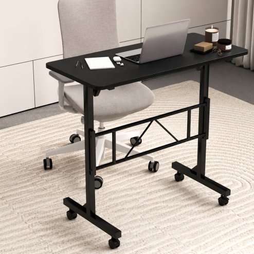 Levede Standing Desk Small Adjustable Height Folding Office 50kg Load Black Image