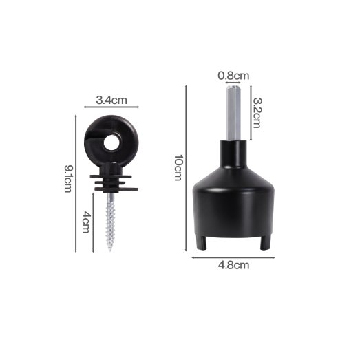 Traderight Electric Fence Insulators Grooved PP+PE Black 120pc