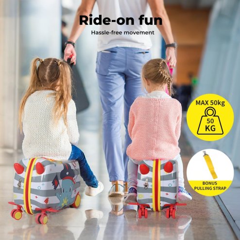 Dekko Kids Ride On Suitcase Children Travel Luggage Carry Bag Trolley