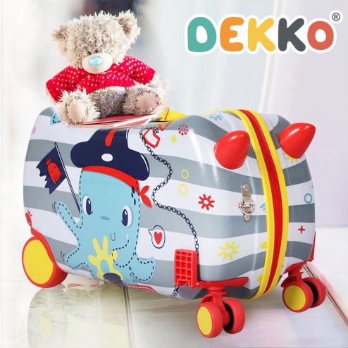Dekko Kids Ride On Suitcase Children Travel Luggage Carry Bag Trolley