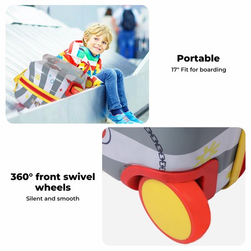 Dekko Kids Ride On Suitcase Children Travel Luggage Carry Bag Trolley