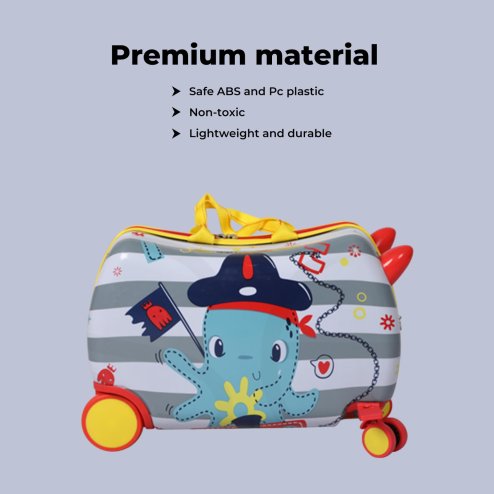 Dekko Kids Ride On Suitcase Children Travel Luggage Carry Bag Trolley