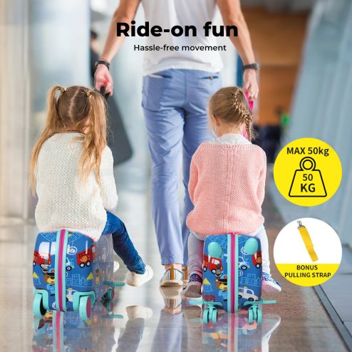 Dekko Kids Ride On Suitcase Children Travel Luggage Carry Bag Trolley