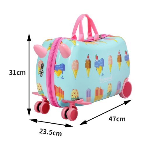 Dekko Kids Ride On Suitcase Children Travel Luggage Carry Bag Trolley