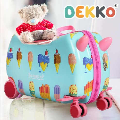 Dekko Kids Ride On Suitcase Children Travel Luggage Carry Bag Trolley