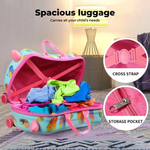 Dekko Kids Ride On Suitcase Children Travel Luggage Carry Bag Trolley