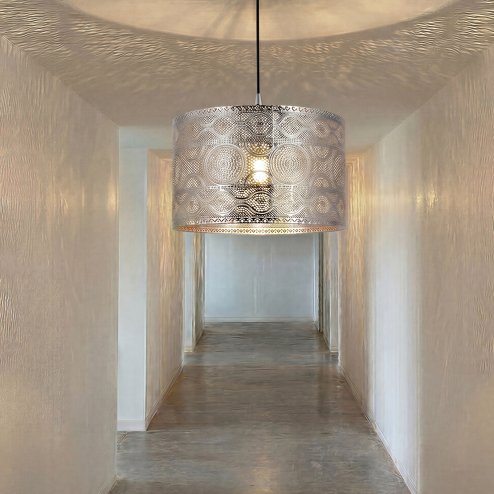 Emitto Ceiling Light Shade Moroccan Style Silver Chrome Pendant Shade Lamp Decor