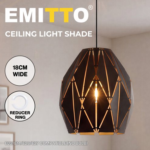 Emitto Ceiling Light Shade Pendant Metal Lampshade Easy Fit Lightshade Geometric