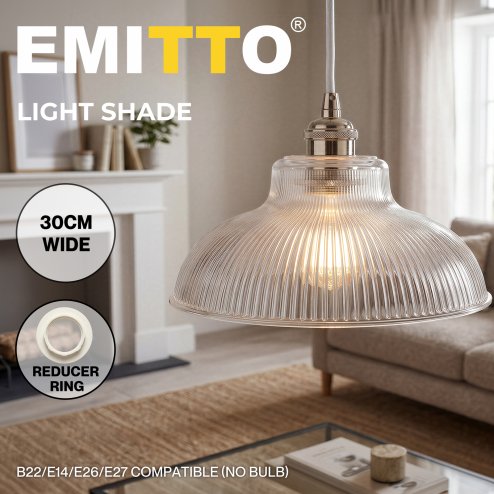 Emitto Ceiling Light Shade Pendant Glass Lamp Bistro Adjustable Clear Color