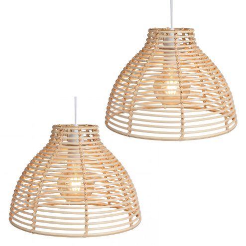 Emitto Ceiling Light Shade Wicker Basket Style Plastic Lampshade Pendant 2PCS