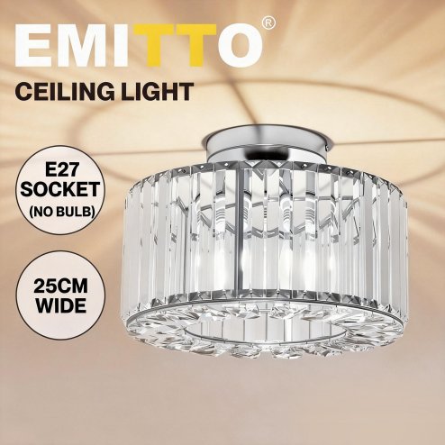 Emitto Crystal Ceiling Light Modern Chandelier Bedroom Hallway Pendant Lamp E27