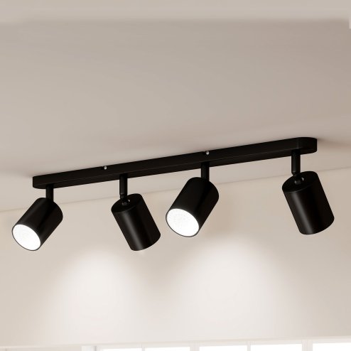 EMITTO Led Ceiling Spot Light GU10 4-Way Fully Adjustable Steel Modern Black