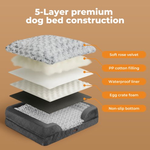 Skylos Orthopedic Pet Bed Dog Memory Foam Cushion Calming Washable Extra Large