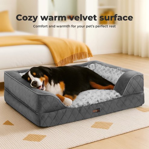 Skylos Orthopedic Dog Bed Memory Foam Pet Mattress Calming Washable Waterproof