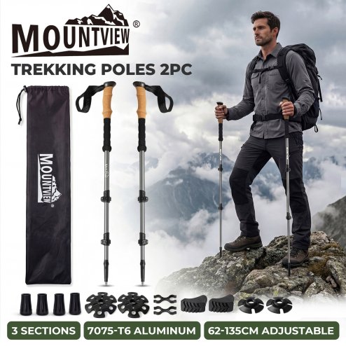 Mountview Trekking Poles Aluminum 7075-T6 Lightweight Hiking Sticks 2 PCS