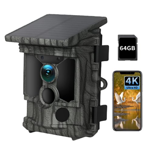 Centra Solar Trail Camera 4K 112MP Hunting Game Cam Wifi Bluetooth 64GB Card