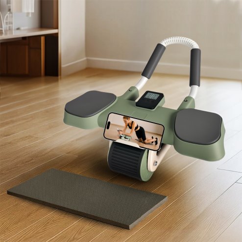 Centra Ab Roller with Auto Rebound Elbow & Knee Support LCD Timer Core Trainer