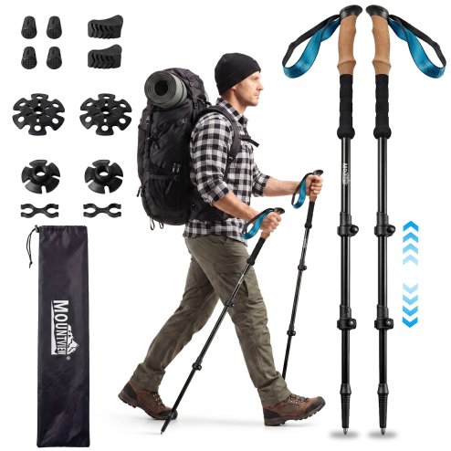 Mountview Trekking Poles Carbon Fibe Lightweight Hiking Sticks 2PC Black