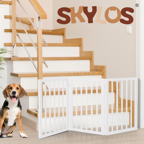 Skylos Pet Gate Wooden Dog Fence Baby Safety Barrier Indoor Stairway Doorway