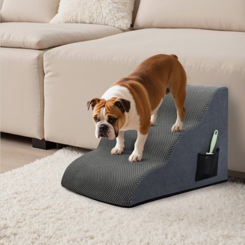 Skylos 3-Step Pet Stair Dog Ramp for Sofa Bed High Density Foam Non-Slip Ladder