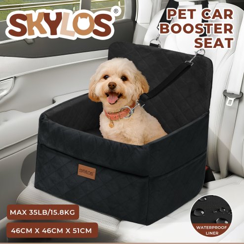 Skylos Dog Booster Car Seat Portable Travel Carrier Bed Basket Pet Puppy Black