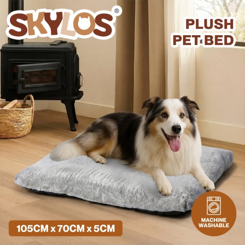 Skylos Large Dog Bed Mattress Soft Plush Cat Cushion Washable Pet Crate Pad Mat