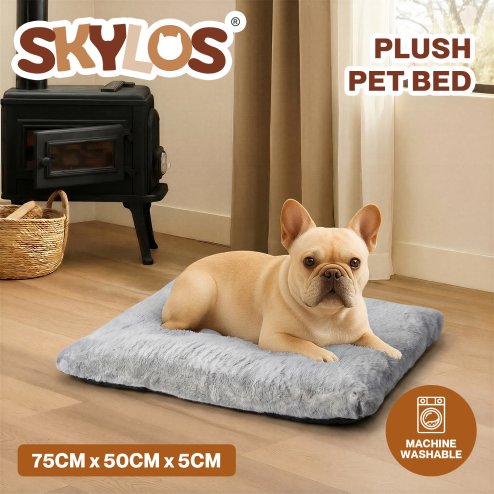 Skylos Dog Bed Soft Plush Pet Mattress Cushion Crate Puppy Cat Washable Pad Mat