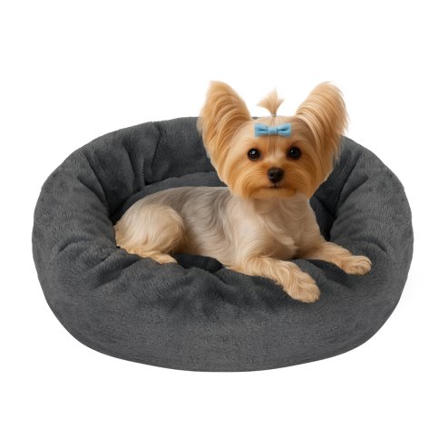 Skylos Dog Bed Small Donut Soft Plush Pet Cat Beds Calming Anti Anxiety Washable