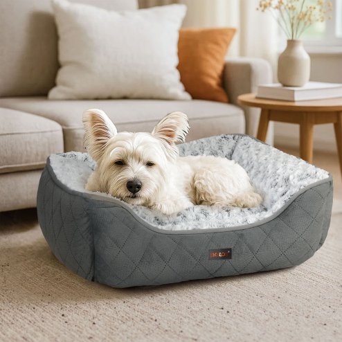 Skylos Pet Dog Cat Calming Bed Comfy Puppy Fluffy Cushion Plush Washable Large