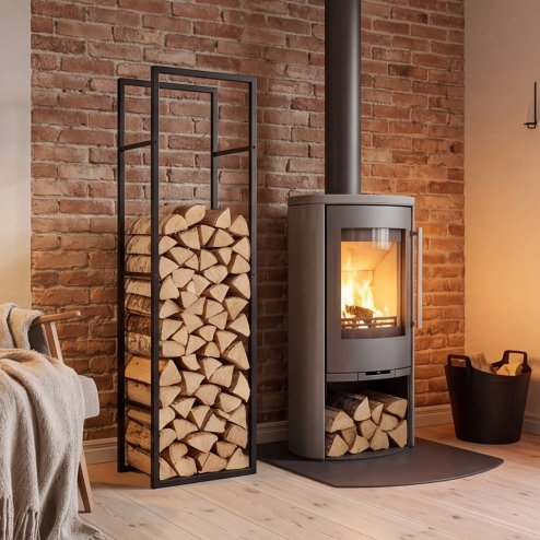 Levede Firewood Rack Steel Outdoor Storage Log Holder Fireplace 40 x 25 x 150cm