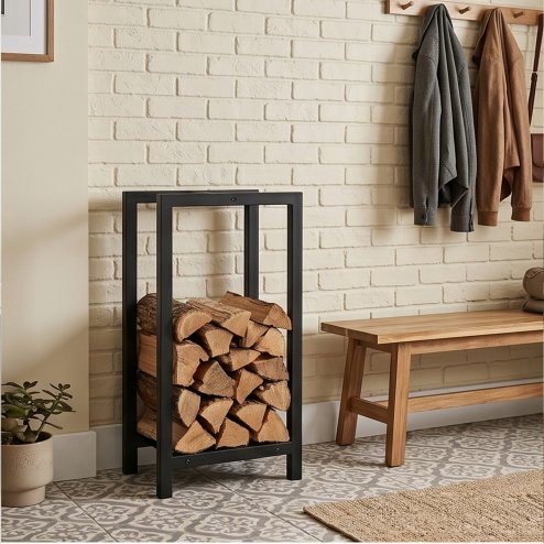 Levede Firewood Rack Metal Outdoor Storage Log Holder Fireplace 30 x 22 x 59cm