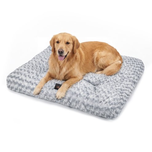 SKYLOS Large Dog Bed Plush Soft Rose Velvet Non-Slip Pet Crate Keneel Mat 3XL
