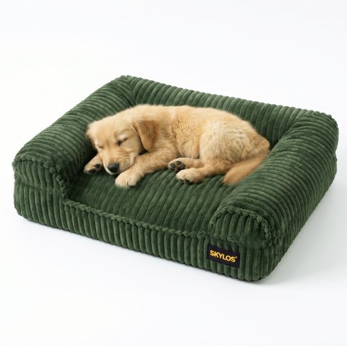Pet Bed Orthopedic Small Dog Washable Waterproof Corduroy Wear Resistant Green