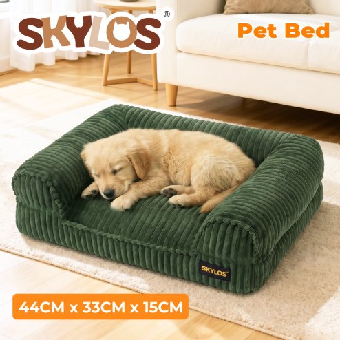 Pet Bed Orthopedic Small Dog Washable Waterproof Corduroy Wear Resistant Green