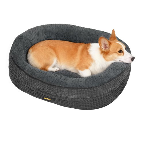 Skylos Orthopedic Plush Dog Bed Soft Washable Pet Bed Grey Cosy Cushion L Size