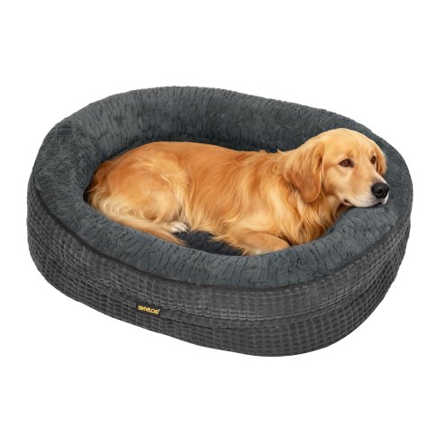 Skylos Orthopedic Plush Dog Bed Soft Washable Pet Bed Grey Cosy Cushion XXL Size