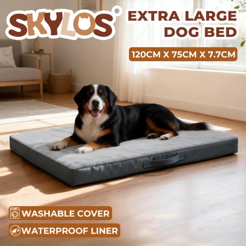 SKYLOS Washable Dog Bed Waterproof Plush Non-Slip Pet Mattress for Large Dogs