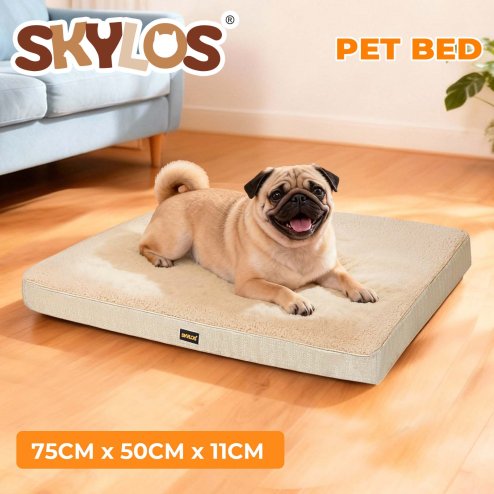 Skylos Dog Bed Washable Pet Cushion Cage Mattress Crate Mat Non Slip Soft Fleece