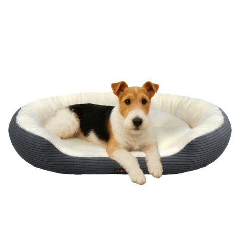 Skylos Dog Bed Luxury Soft Washable Puppy Cat Cushion Mattress Corduroy Grey M