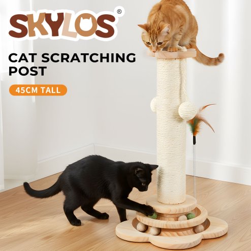 Skylos Cat Scratching Post Strong Natural Sisal Pole 45cm Activity Center Toys