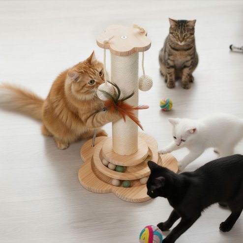 Skylos Cat Scratching Post Strong Natural Sisal Pole 45cm Activity Center Toys