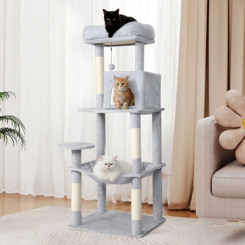 Skylos 143cm Cat Tree Multilevel Scratching Post Climbing Tower Activity Centre