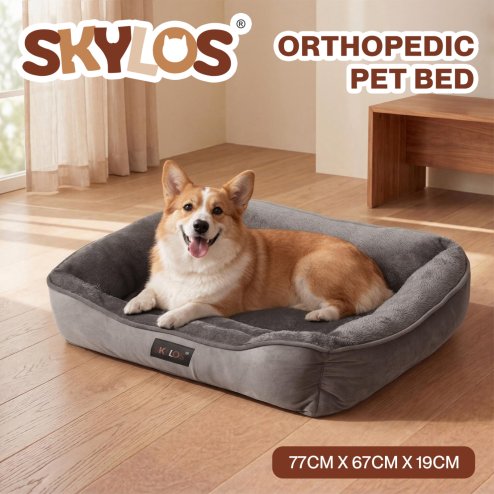 Skylos Orthopedic Dog Bed Large Soft Arctic Velvet Pet Bed Mattress Anti-Slip