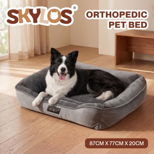 Skylos Orthopedic Dog Bed Large Soft Arctic Velvet Pet Bed Mattress Anti-Slip XL