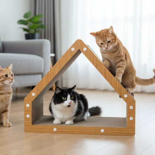 Skylos Cat Scratching Board House Corrugated Cardboard Cat Scratcher Indoor