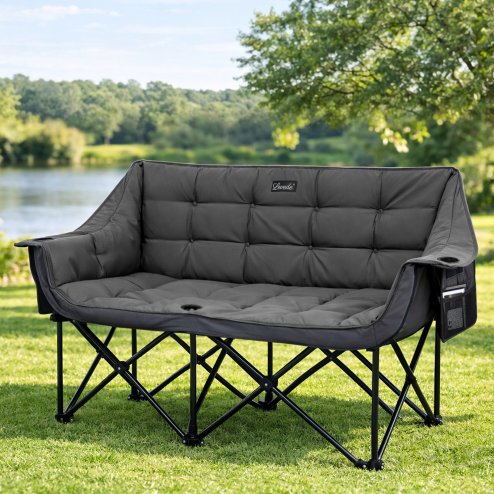 Levede Folding Double Camping Chair 2 Seater Outdoor Sofa Chair Heavy Duty 300KG