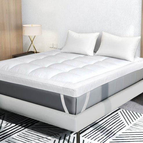 Lavio Thick King Mattress Topper 10cm Microfibre Washable with Elastic Strap
