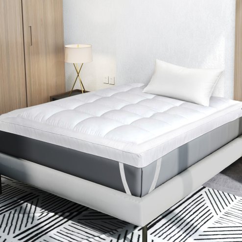 Lavio Mattress Topper Single 10CM Deep Washable Thick Soft Microfibre with Strap