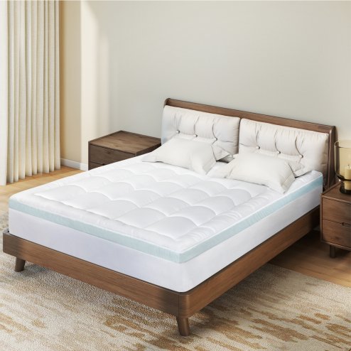 Lavio Quilted Mattress Protector Double Extra Deep Memory Foam Fitted Bed Cover